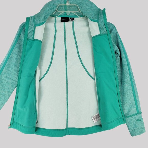 Marmot green zip up cozy fleece lined jacket with pockets Womens XS - Picture 4 of 12
